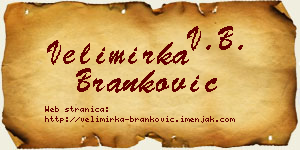 Velimirka Branković vizit kartica